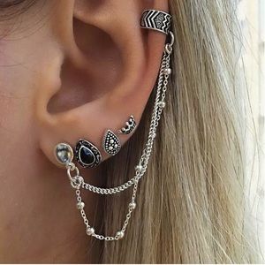 Bohemian Dangle Earring Cuff & Stud Set